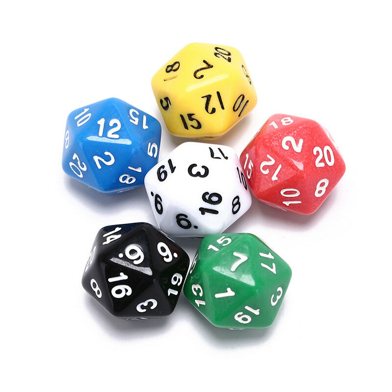 6Pcs/Set Games Multi Sides Dice D20 Gaming Dices Game Playing Mixed Color ES