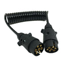 7 Pin Plastic Trailer Plug X2 w/curly 1.5M extension Cable Male to Male Socket