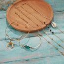 6pcs Turquoise Shell Bracelet Boho Moon Charm Bangles Women Jewelry Gift