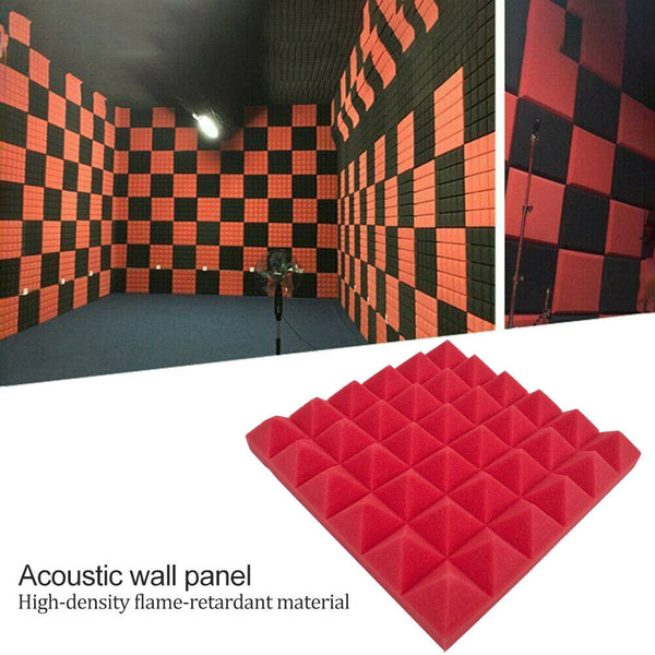 10x Soundproofing Foam Pads Polyurethane Studio Room Sound Treatment (Red)