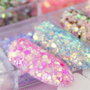 Mixed Hexagon Nail Dust Sets Glitter Mermaid Sequin Gel Decoration 12 Colors