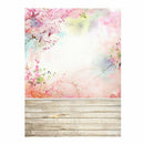 3x5ft Photography Backdrop Pink Flowers Wood Floor Photo Background for Wed