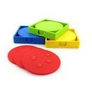 7pcs Silicone Round Coaster Cup Holder Glass Cushion Non-slip Mat,Black