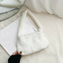 Animal Pattern Underarm Bag Women Mini Plush Shoulder Handbags Purse (1)