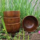 Set of 2 Solid Wood Bowl, 4.5 inch Dia by 2-5/8 inch, for Rice, Soup, Dip, DF8R7