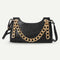 Women Stone Leather Shoulder Bags Elegant Chain Messenger Handbags (Black)