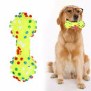 Dotted Dumbbell Shaped Dog Toys Squeeze Squeaky Faux Bone Pet Chew ToysgxTECA