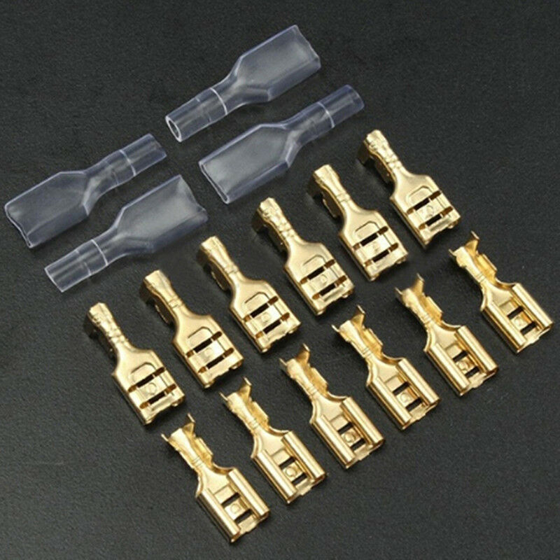 100PaiHC 6.3mm brass crimp terminal female spade connectoHC insulate sleeve  Kw