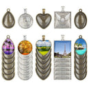 60 Pieces 5 Styles Pendant Trays 30Pcs Round & Square & Heart & Teardrop &  H8G1
