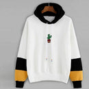 Women Long Sleeve Hoodies Sweatshirts Drawstring Block Cactus Oversized Hoo