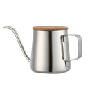 Hand Drip Wood Lid Coffee Pot Narrow Spout Stainless Steel Pour Over Restaurant