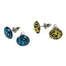 12 Pairs Women Colorful Round Ear Studs Earrings Jewelry-Leopard Stripes