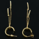 Rainbow CZ Chain Long Drop Earrings for Women Korean Colorful Zirconia Bar