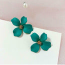 Korean Girls Flower Ear Stud Casual Women Sweet Earrings Jewelry (Green) A