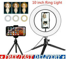 10in LED Ring Light with Stand For Youtube Tiktok Selfie Phone Makeup Video X7W5