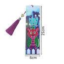 1Set 5D Diamond Painting Leather Shiny Cats Bookmark Kit For DIY Craft w/ Tassel