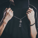 Men Women Titanium Steel Pendant Necklace Casual Tag Hip-Hop Long Alien Shape