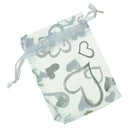 100 Pcs Heart White Organza Wedding Gift Bags Jewellery Pouches 7x9cm X4E5