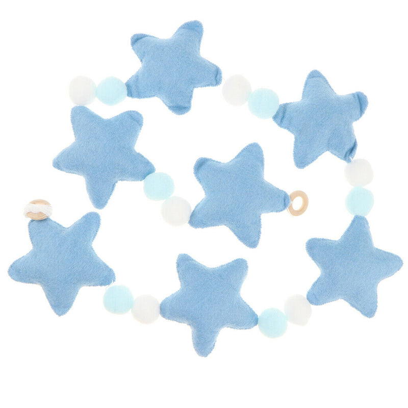 Pompoms Balls Star Garland Wall Hanging Ornament Canopy Crib Tent Decor Blue