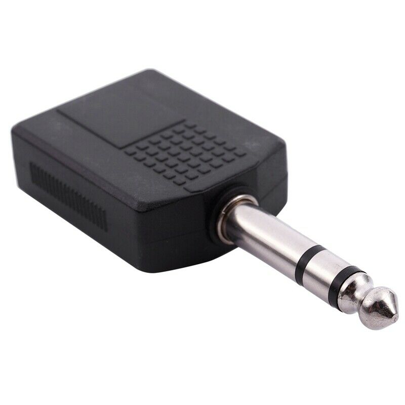 Mono 6.35mm Male Plug to Dual 6.35mm Female Socket Splitter Adapter Connect Y7S3