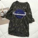 Summer Women Loose T-shirt Star Print Sequin Short-Sleeve TopsÃ¯Â¼Ë†Black) (XL)