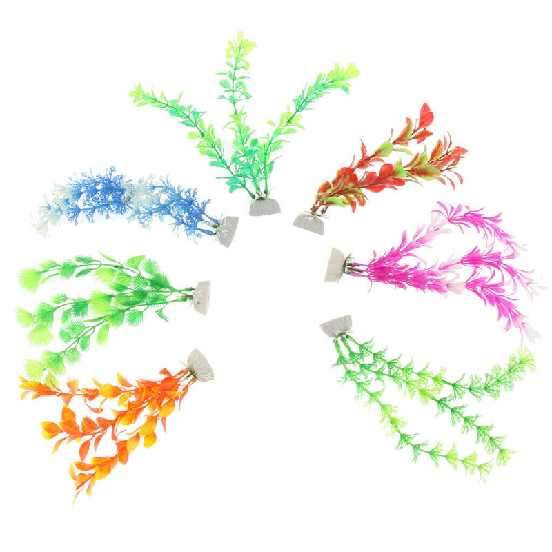 7x Colorful Artificial Aquarium Plant Water Grass Ornament Fish Tank Water Pond
