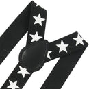 Y-Shape Five Pointed Star Print Adjustable Suspenders Belt Black