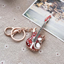 Fashion Mini Guitar Keychain Crystal Cute Gadgets for Women Men Gift