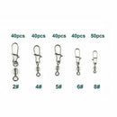 200pcs Rolling Swivels Sea Fishing Tackle Rigs Carp Size 2/4/5/6/8/12