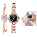 Bracelet Watch Jewellery Gift set Chain Cuff Bracelet Rose Red+Black