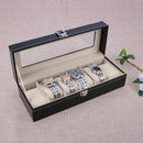 6 Slots Wrist Watch Display Case Box  Jewelry Storage Organizer With Cover