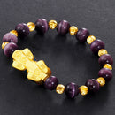 Chinese Feng Shui Obsidian Bead Pixiu Charms Bracelet Jewelry Purple