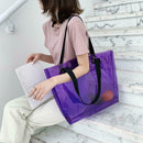 Clear PVC Transparent Shopping Bag Shoulder Handbag Women Totes (Purple)