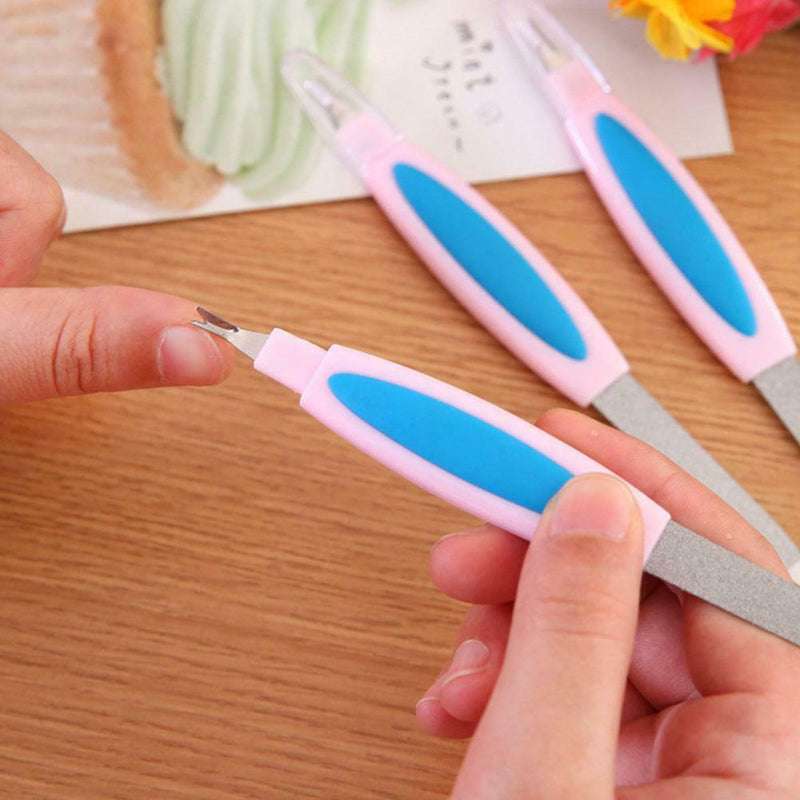 2-in-1 Nail File Cuticle Trimmer Pusher Callus Remover Double-Sided File