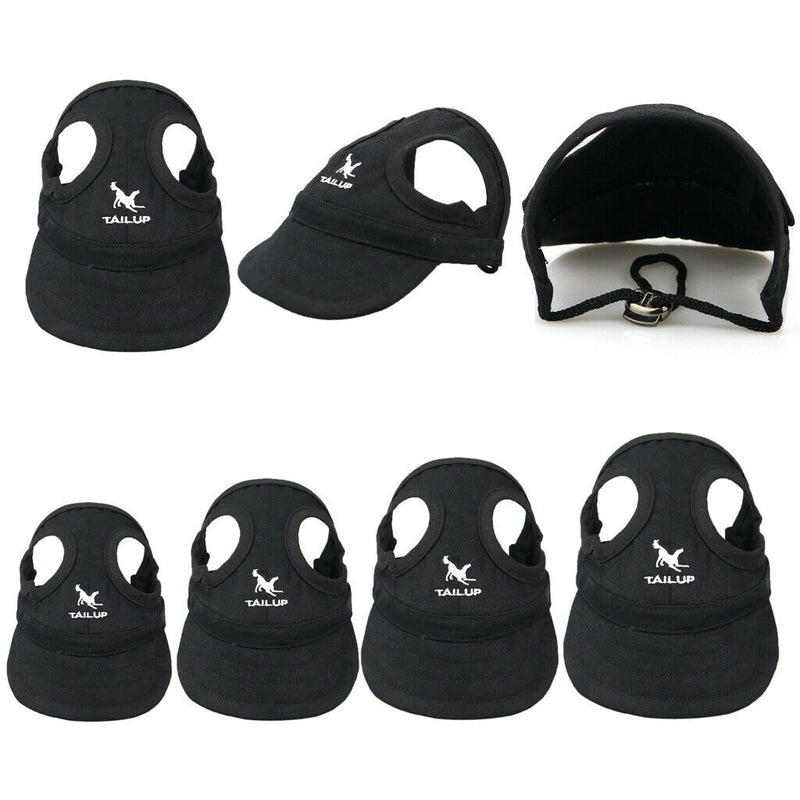 Baseball Hat Sun-shading Bucket Cap with Ear Holes For Dog Pet Cats Black S
