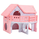 Hamster Hideout House Villa Cages for Small Animal, Wooden Hut House Bedding