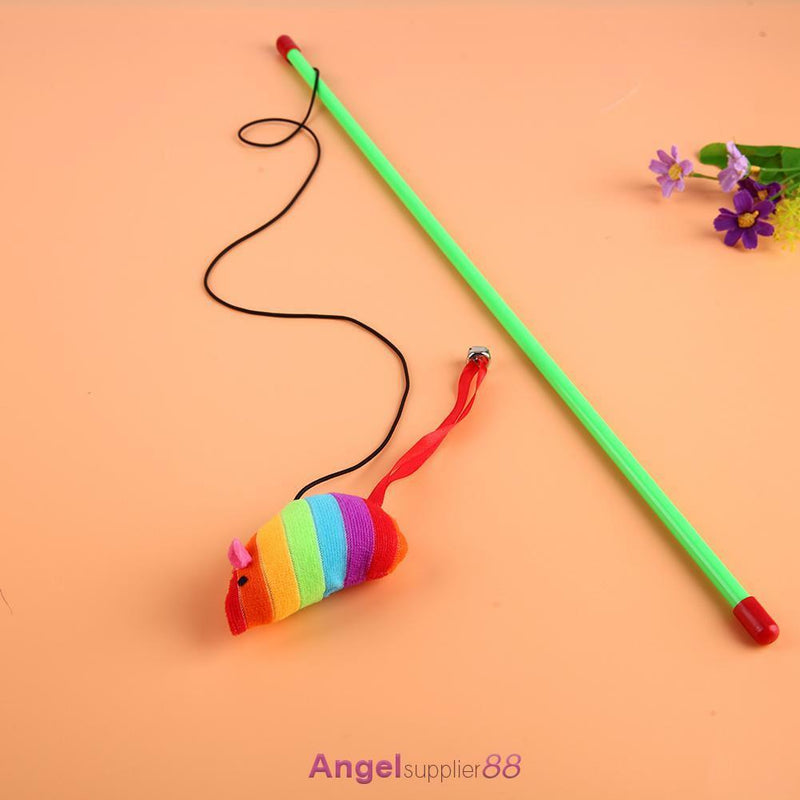 Funny Cat Rods Interactive Toys Cat Teaser Stick Mouse Steel Wire Colourful