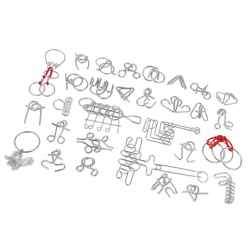 30x Metal Puzzles Chinese Puzzle Game IQ Mind Brain Teaser For Friends Gifts