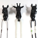 2 Wall Door Clothes Hat Bags Towel Hooks Decorative Elephant + Horse Black