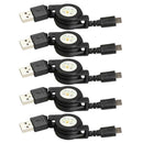 5pcs Micro USB to USB 2.0 Retractable Data Sync Charger Charging Cable Wire