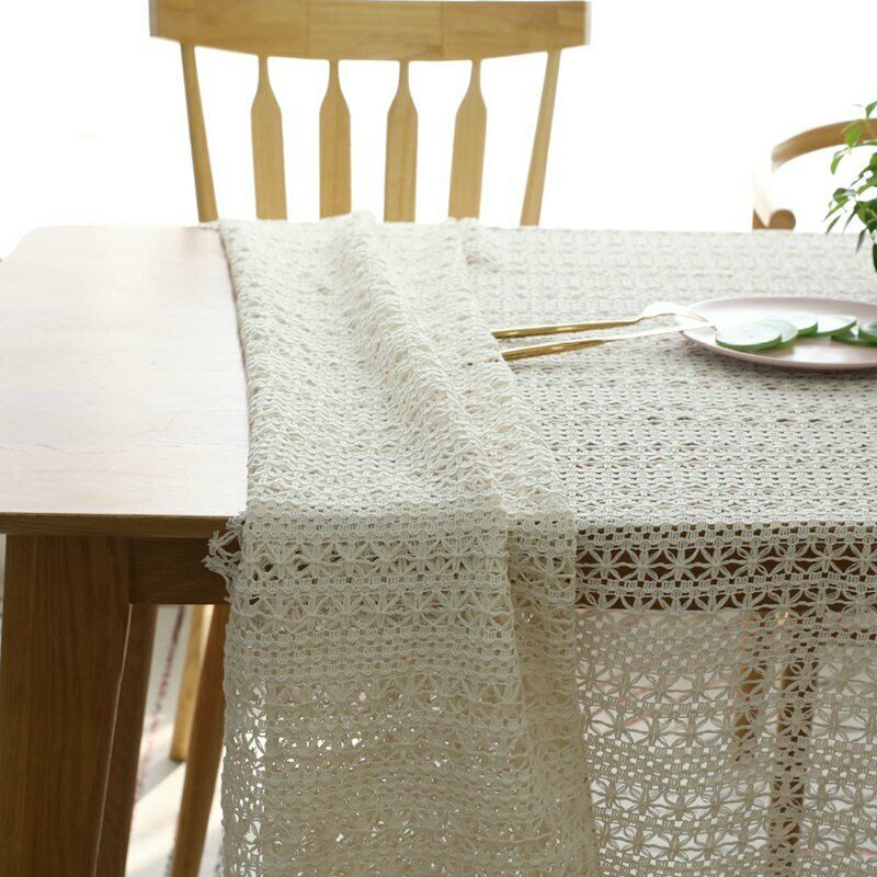 White Table Clothes For Wedding Rectangle Crochet Tables Cover Handmade Hol D5C7
