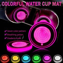 2Pcs 7Color LED Cup Holder Bottom Pad Light Cover Trim Atmosphere Lamp Universal