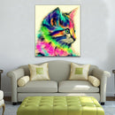 Frameless Abstract Cat Animal Painting By Numbers Acrylic Paint On Canvas G2E8