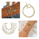 5 Pcs Women Fashion Boho Crystal Bracelets Golden Wrist Jewelry Bracelets C E9K7