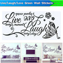 Live Laugh Love Vinyl Butterfly Wall Quote Stickers, Wall Decals, Wall Art 2020