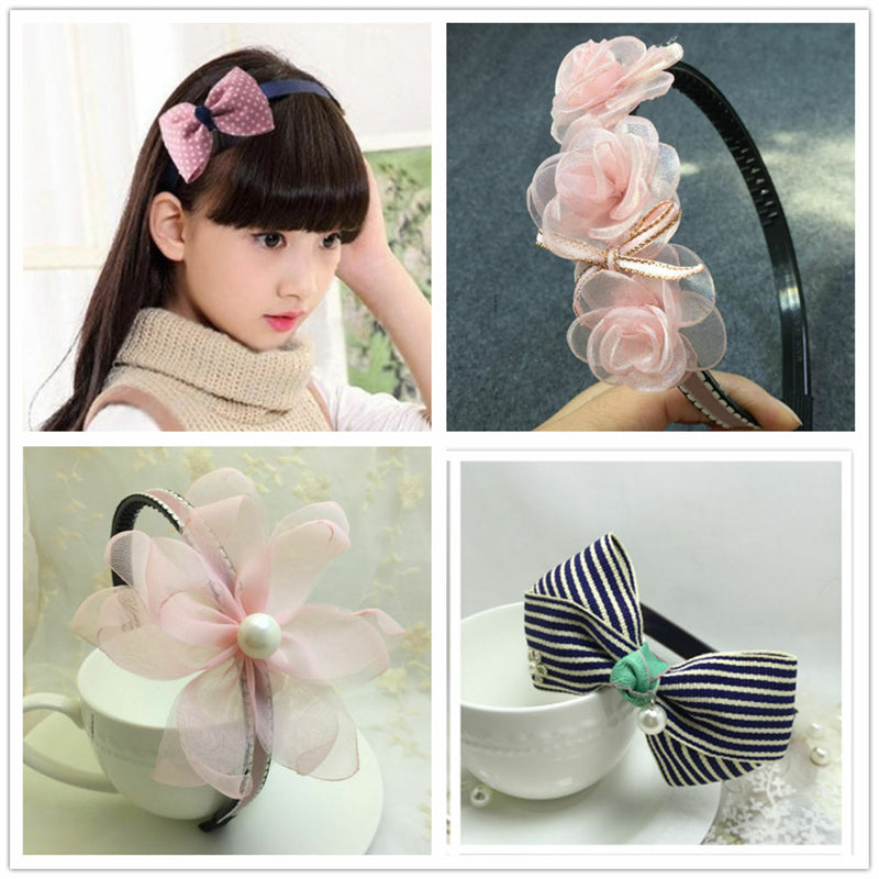 10pcs 10mm/0.4" Black Plastic Plain Flexible Alice Hair Bands Headbands