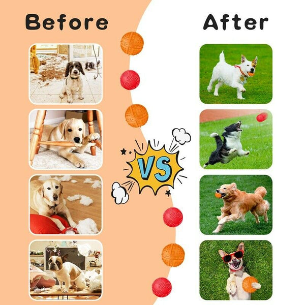 Dog Squeaky Toys Ball - Puppy Chew Toys for Playtime and Teeth Cleaning, In