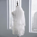 Elbow Length 75Cm Short Veils Two Layers Appliques White Wedding Veils with