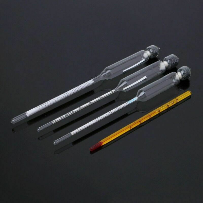 3pcs Hydrometer Alcohol Meter Vinometer Tester With one Thermometer Gadget Set