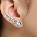 4 Pairs Fashion Zircon Earrings Rhinestone Round Ear Studs Wedding Jewelry
